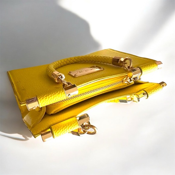 Bebe Erika Mini Shopper Hand Bag Bright Yellow With Drop Handle Barbiecore - Picture 10 of 13